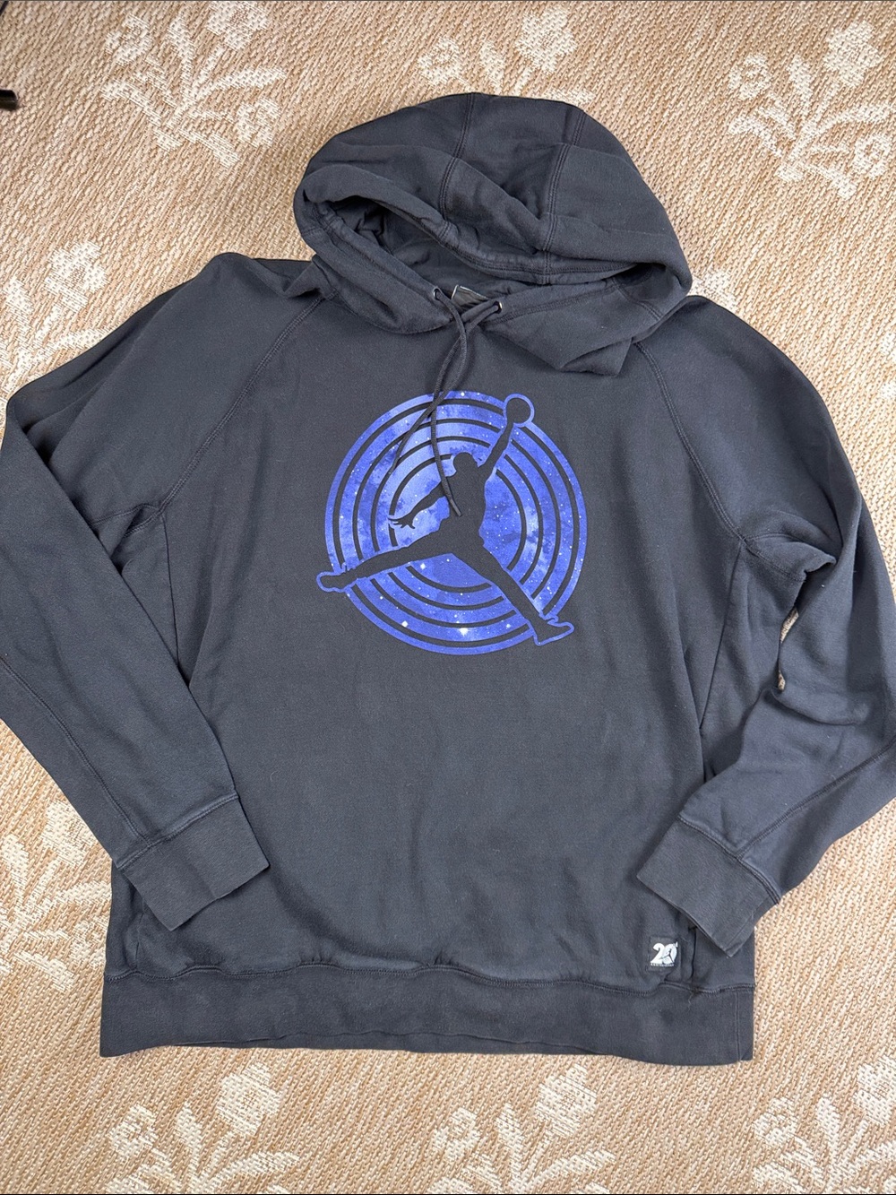 20th Anniversary Jordan Black Hoodie with Blue Jumpman Target Graphic